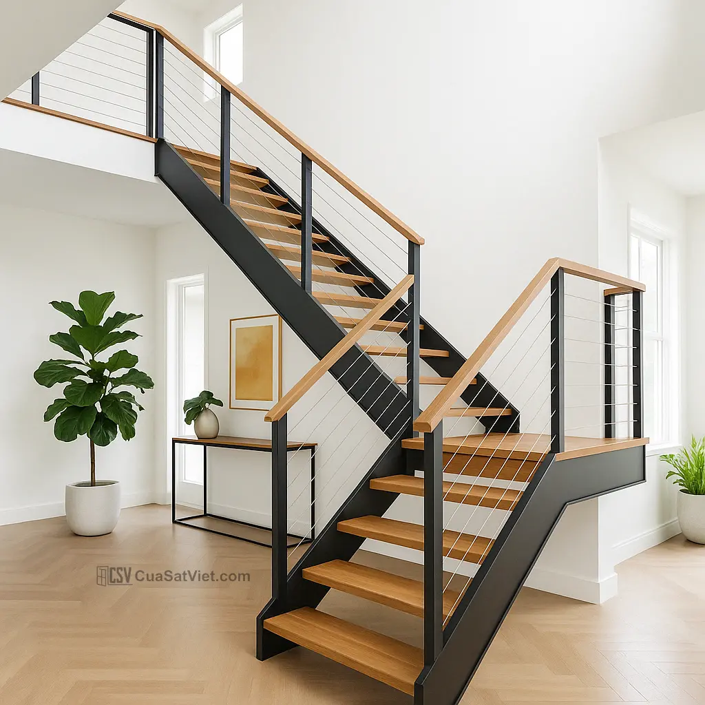 cầu thang sắt bậc thang cổ điển mang đến sự an toàn và tính thẩm mỹ cao