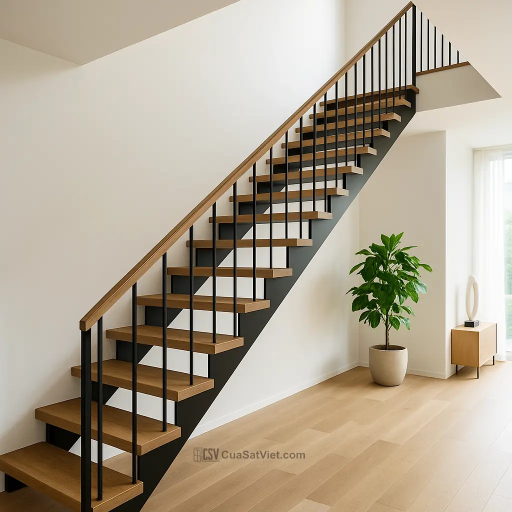 Cầu thang sắt mỹ thuật cho nhà phố hẹp giúp tối ưu từng mét vuông diện tích