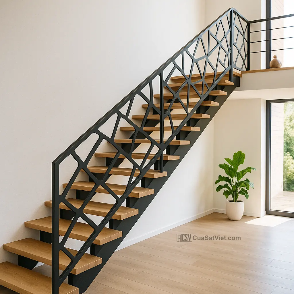 Giải pháp cầu thang sắt mỹ thuật cho không gian nhỏ nhưng vẫn nổi bật