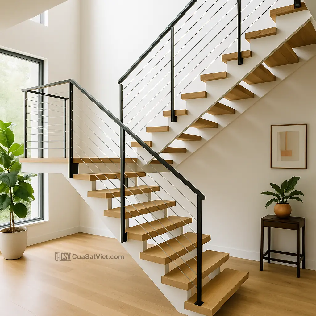 Hình ảnh mẫu cầu thang sắt uốn nghệ thuật thiết kế hiện đại và sang trọng