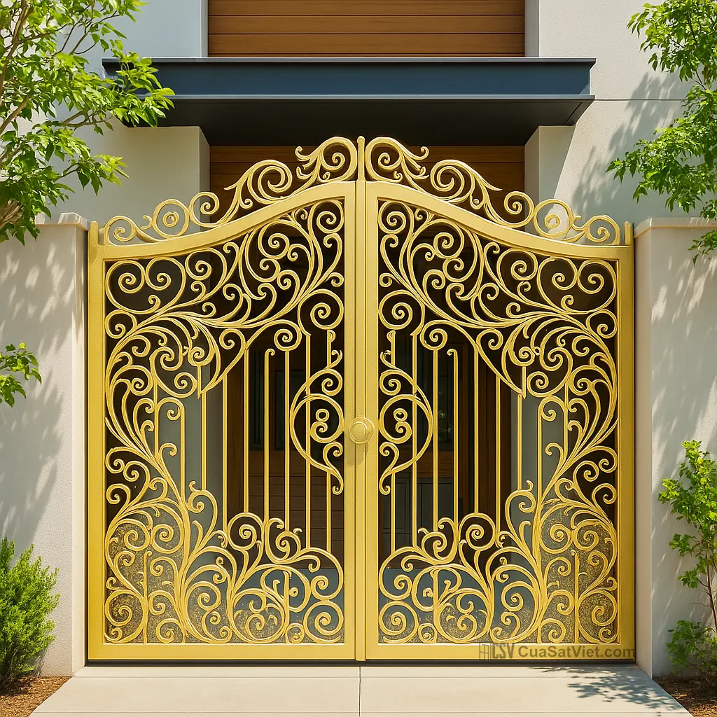Thiết kế mẫu cửa sắt 2 cánh phong thủy phù hợp cho các căn hộ hiện đại và nhỏ gọn.