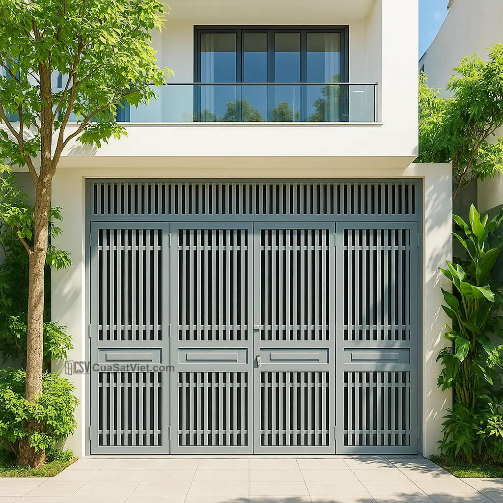 Cửa sắt 4 cánh đơn giản nhà cấp 4 đáp ứng tốt nhu cầu sử dụng và đảm bảo an toàn