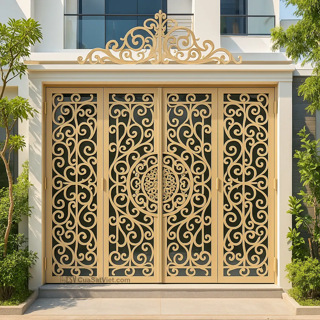Khung chắc chắn giúp cửa sắt 4 cánh mặt tiền chống trộm hiệu quả hơn