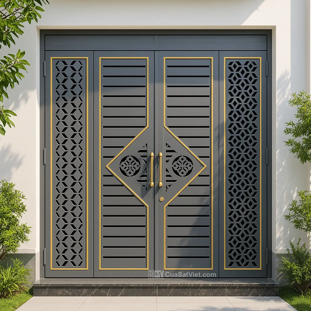 Cửa sắt 4 cánh mặt tiền giá rẻ nhưng vẫn đảm bảo thẩm mỹ và độ bền tối thiểu