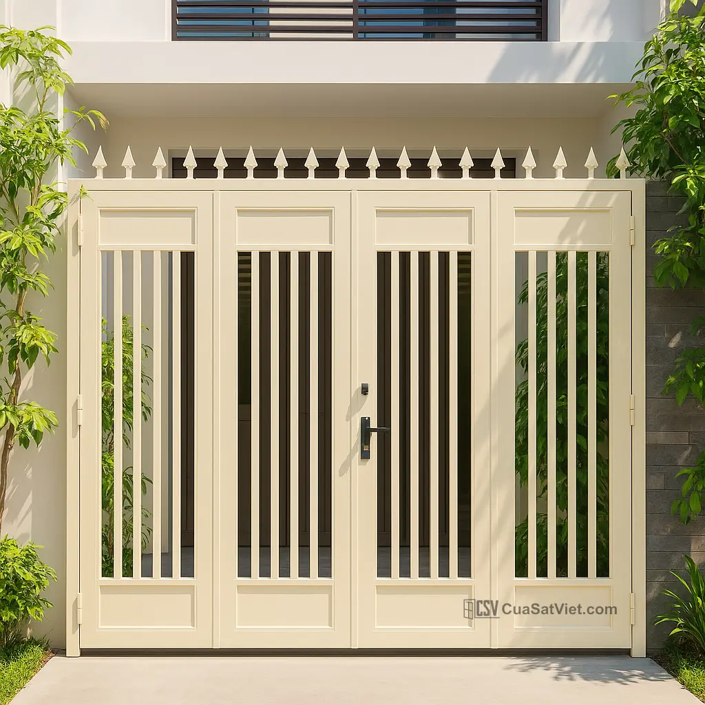 Cửa sắt 4 cánh đơn giản hiện đại phù hợp với phong cách sống tối giản ngày nay