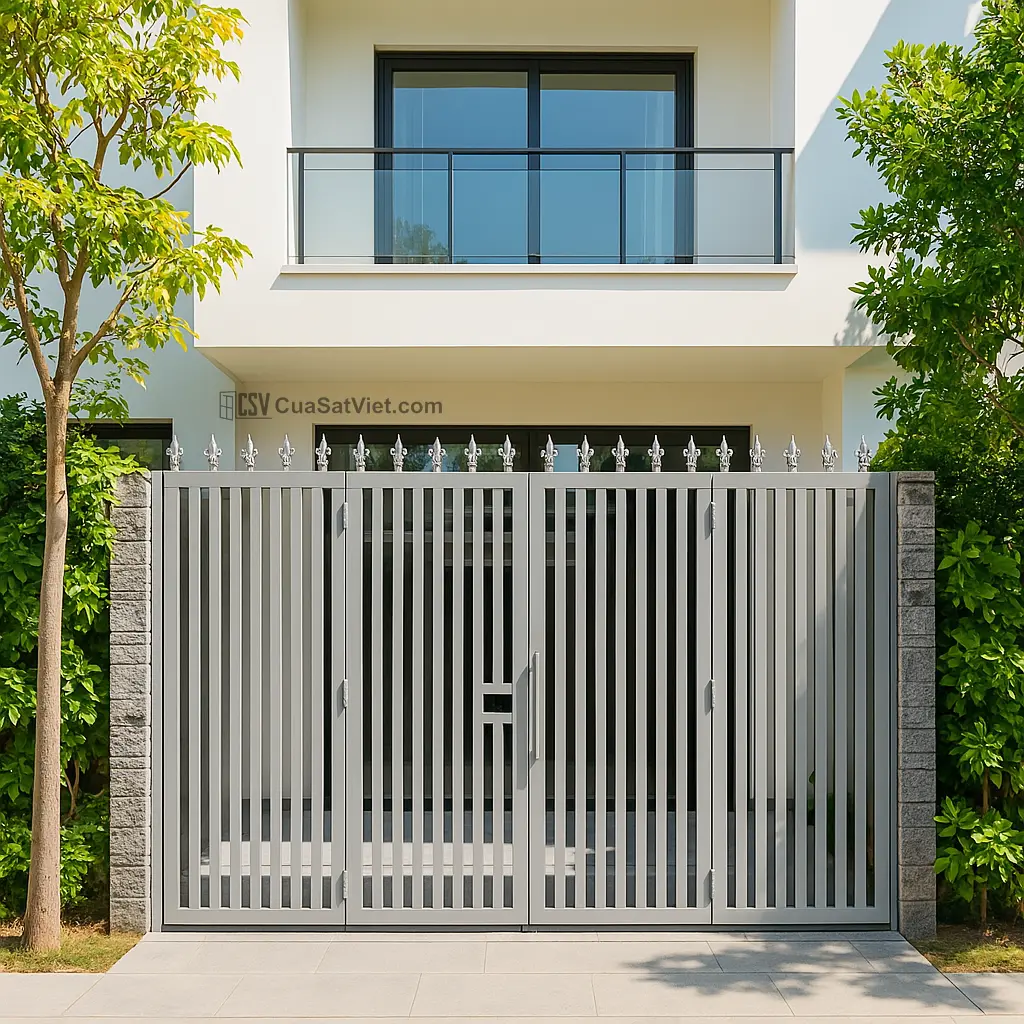 Cửa sắt 4 cánh đơn giản phong cách tối giản tạo cảm giác thoáng đãng và nhẹ nhàng
