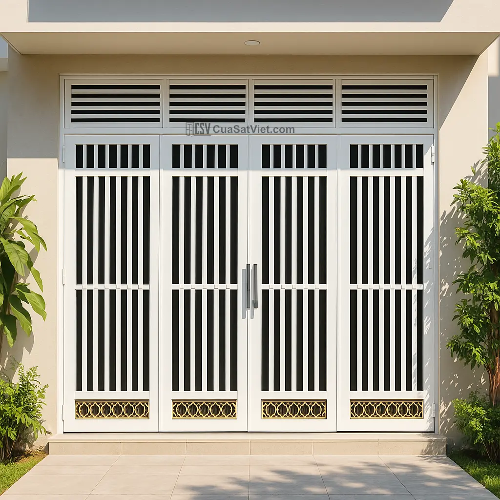 Dòng sản phẩm cửa sắt 4 cánh đẹp mẫu mới 2025 đáp ứng cả yếu tố thẩm mỹ và công năng sử dụng