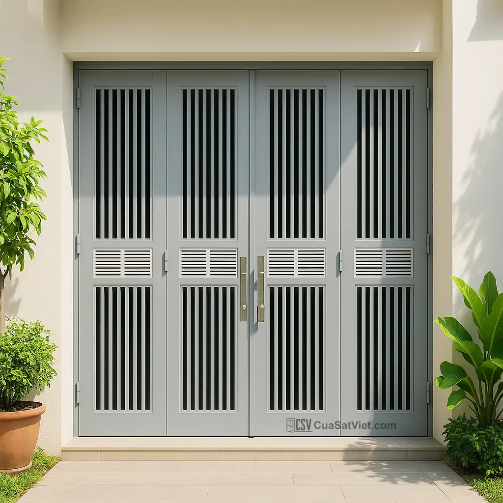 Với kiểu dáng tinh tế, mẫu cửa cổng sắt 4 cánh mẫu mới nhất đang được ưa chuộng