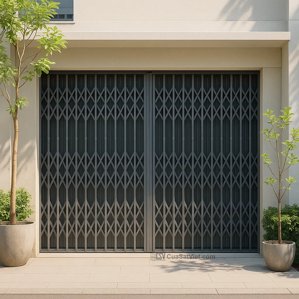 Thiết kế cửa kéo 2 cánh chắc chắn với vật liệu cao cấp