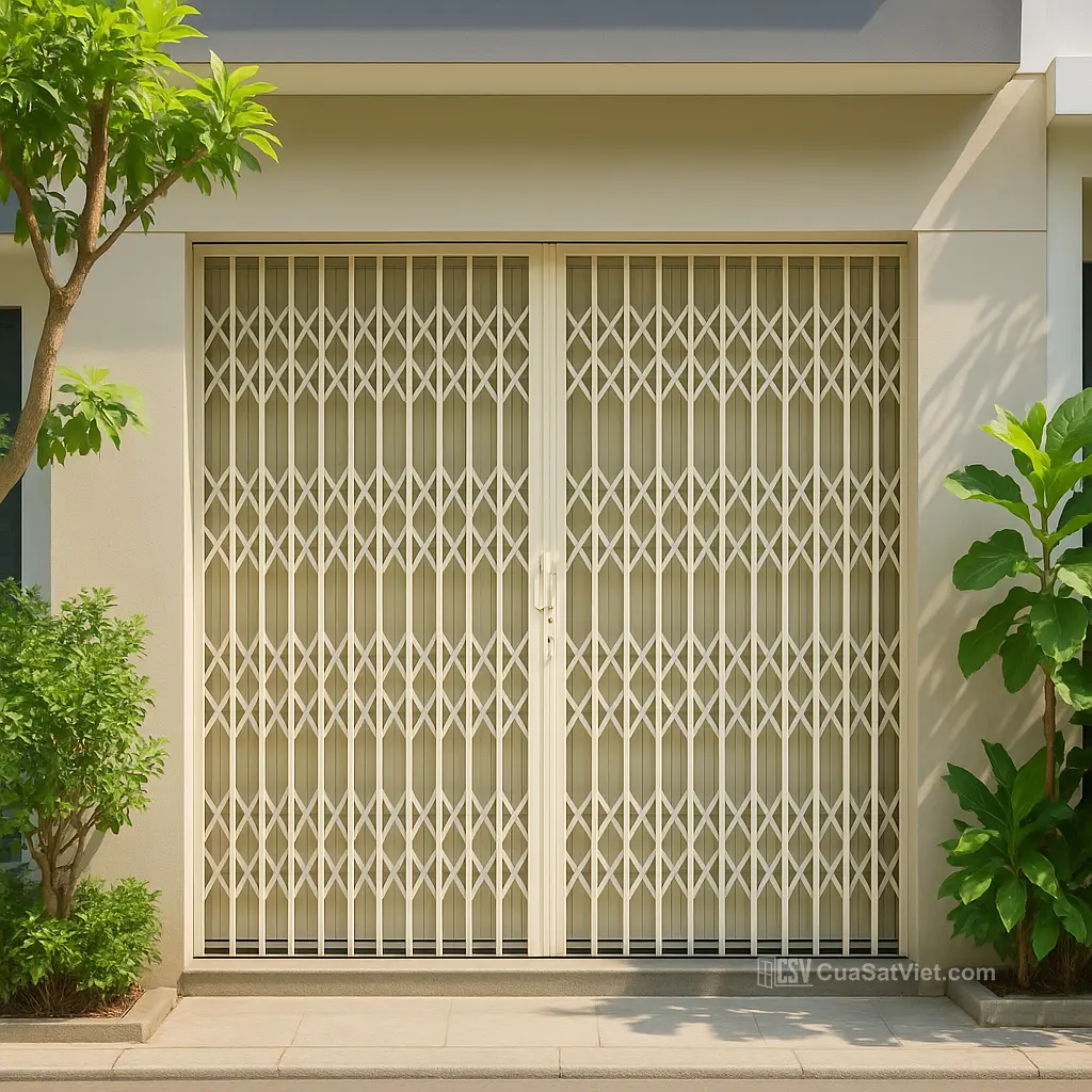 Cửa cửa kéo 2 cánh ray treo thiết kế chắc chắn, phù hợp nhiều không gian