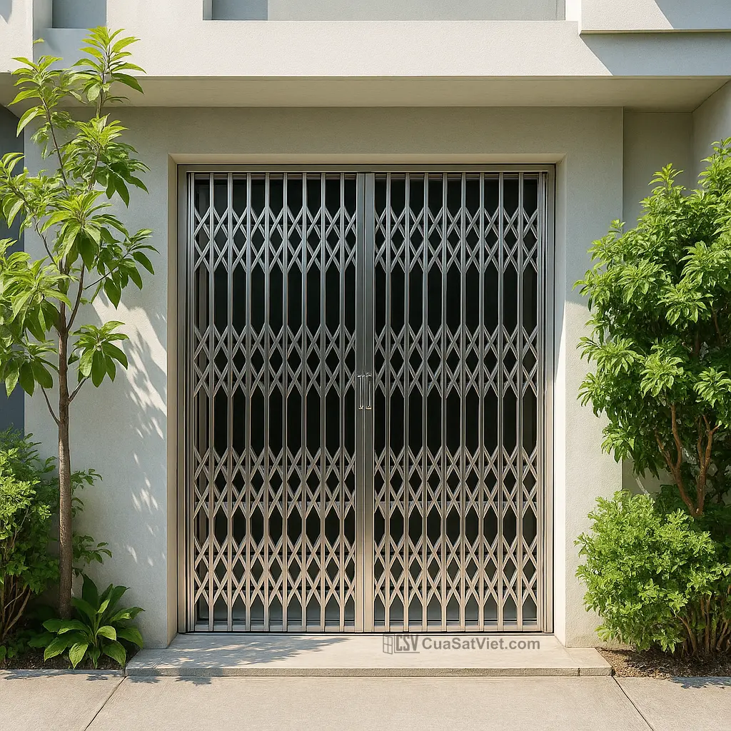 Cửa cửa kéo inox tiết kiệm diện tích tạo sự riêng tư và thoáng đãng