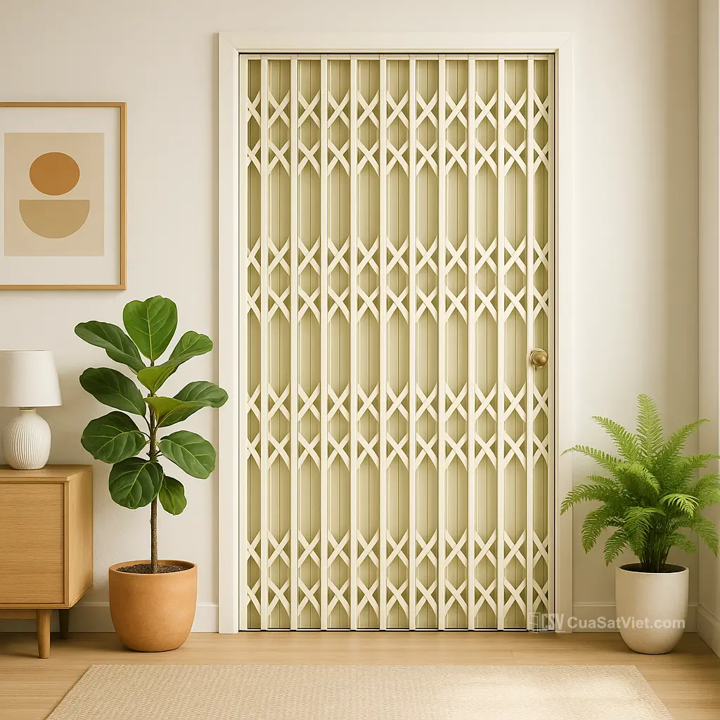 Cửa cửa kéo sắt 1 cánh chống trộm tạo sự riêng tư và thoáng đãng