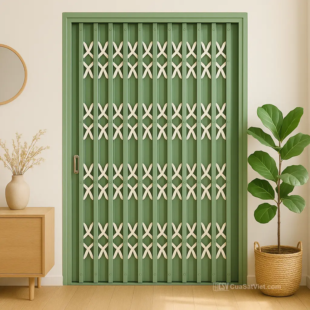 Thiết kế cửa kéo sắt 1 cánh tiện dụng với vật liệu cao cấp