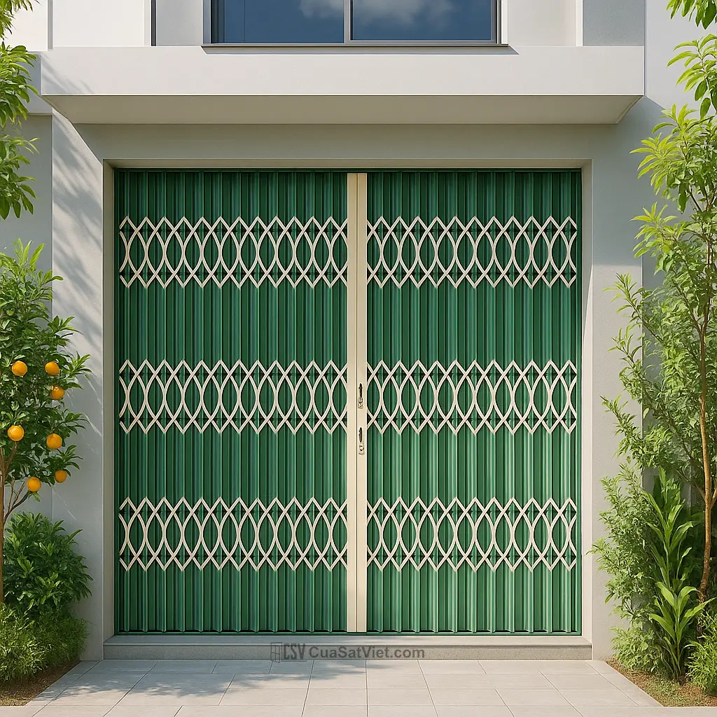 Cửa cửa kéo sắt 2 cánh phong cách hiện đại dễ dàng vận hành hàng ngày