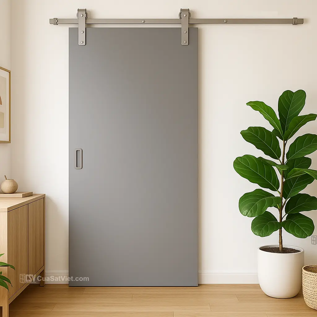 Mẫu cửa sắt trượt 1 cánh là lựa chọn tối ưu cho nhà phố diện tích hẹp