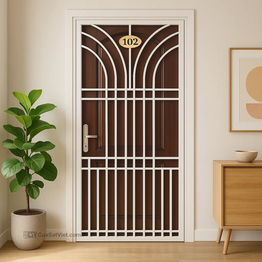 Cửa sắt 1 cánh mỹ thuật 10 là giải pháp tối ưu kết hợp thẩm mỹ và bảo vệ cho căn nhà.