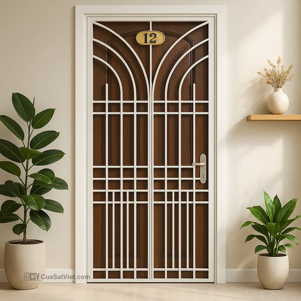 Cửa sắt 1 cánh mỹ thuật 2 là giải pháp tối ưu kết hợp thẩm mỹ và bảo vệ cho căn nhà.