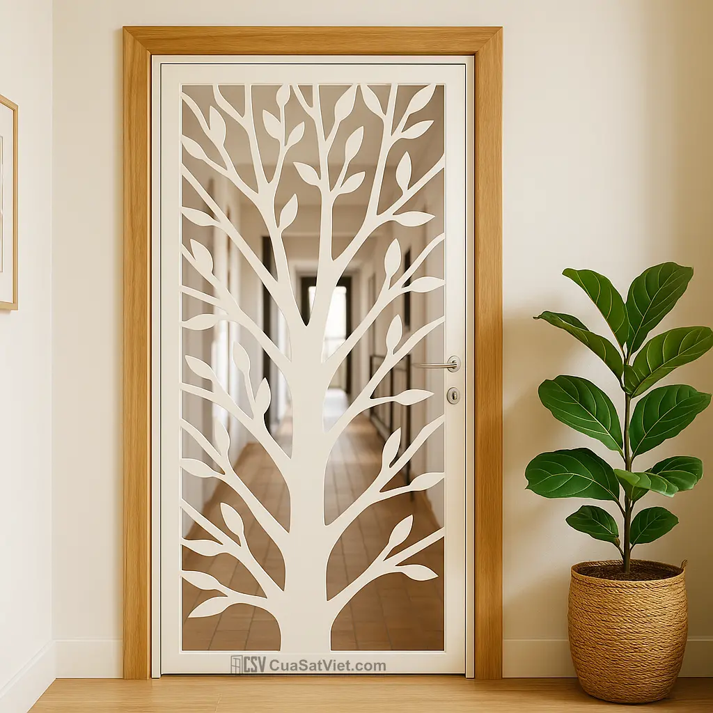 Thiết kế cửa sắt 1 cánh mỹ thuật 37 giúp không gian sống vừa an toàn vừa nổi bật hơn.