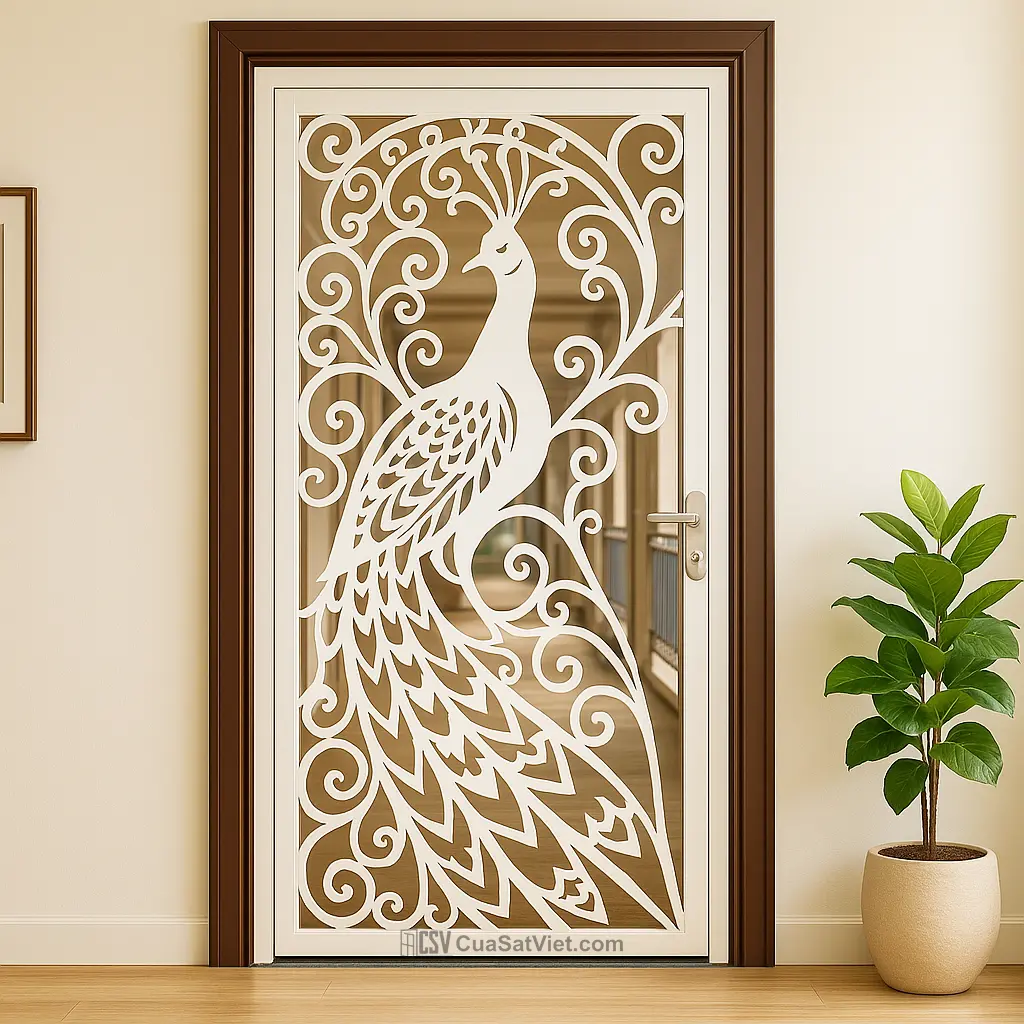 Thiết kế cửa sắt 1 cánh mỹ thuật 35 giúp không gian sống vừa an toàn vừa nổi bật hơn.