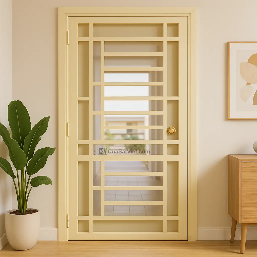 Giải pháp an toàn và tinh tế với cửa sắt 1 cánh có ô thoáng.