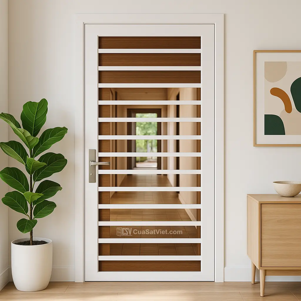 Không gian trở nên nổi bật với cửa sắt 1 cánh đẹp.