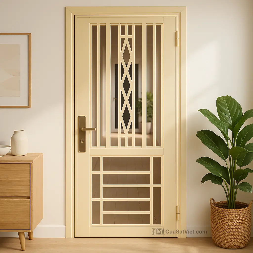 Cửa sắt 1 cánh mỹ thuật 8 là giải pháp tối ưu kết hợp thẩm mỹ và bảo vệ cho căn nhà.