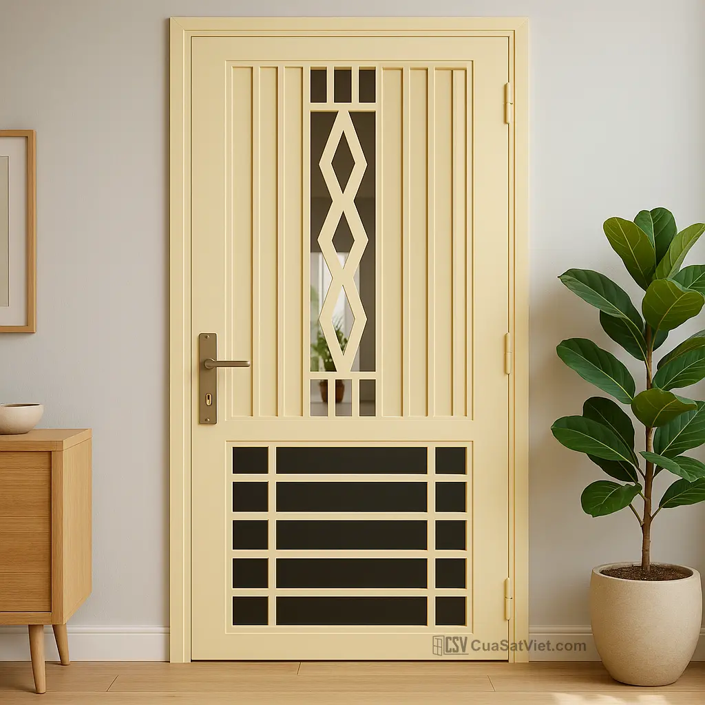 Thiết kế cửa sắt 1 cánh mỹ thuật 5 giúp không gian sống vừa an toàn vừa nổi bật hơn.