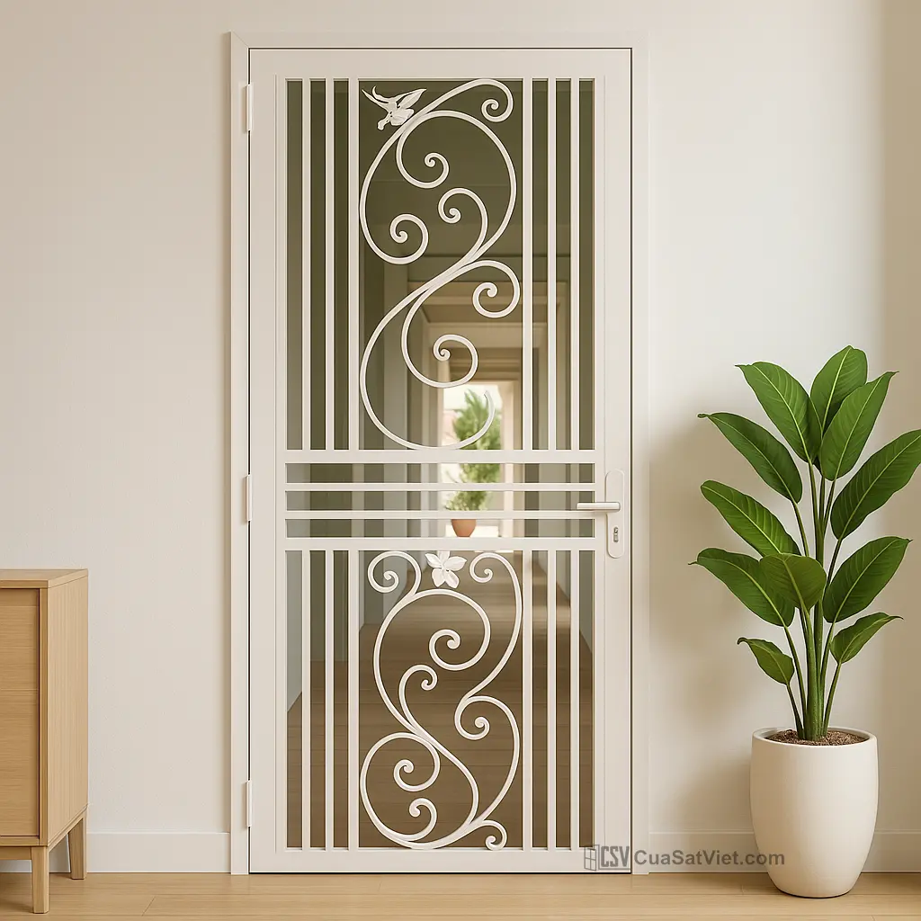 Cửa sắt 1 cánh mỹ thuật 4 là giải pháp tối ưu kết hợp thẩm mỹ và bảo vệ cho căn nhà.