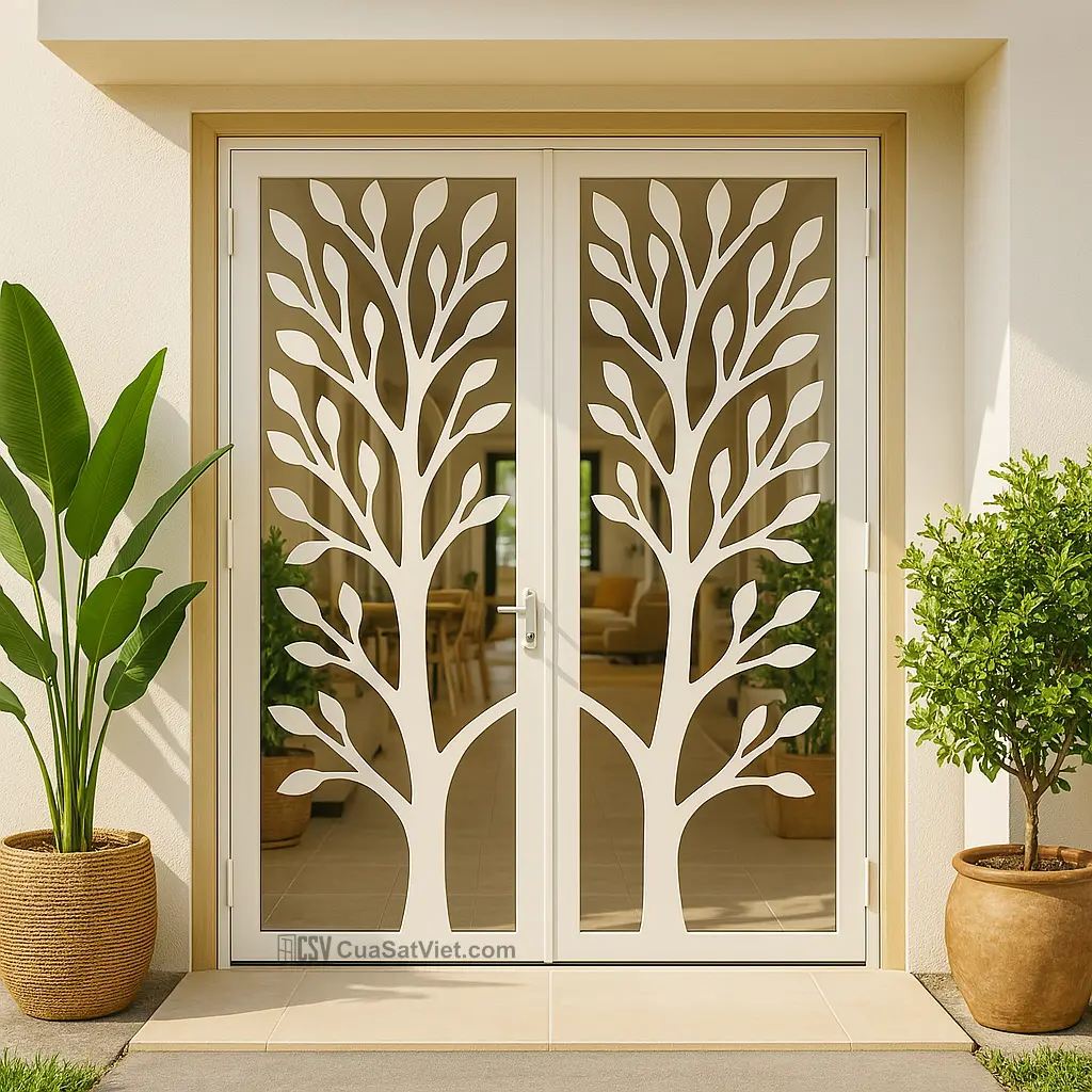 Mẫu cửa sắt 2 cánh cnc biệt thự là lựa chọn tối ưu cho ngôi nhà hiện đại.