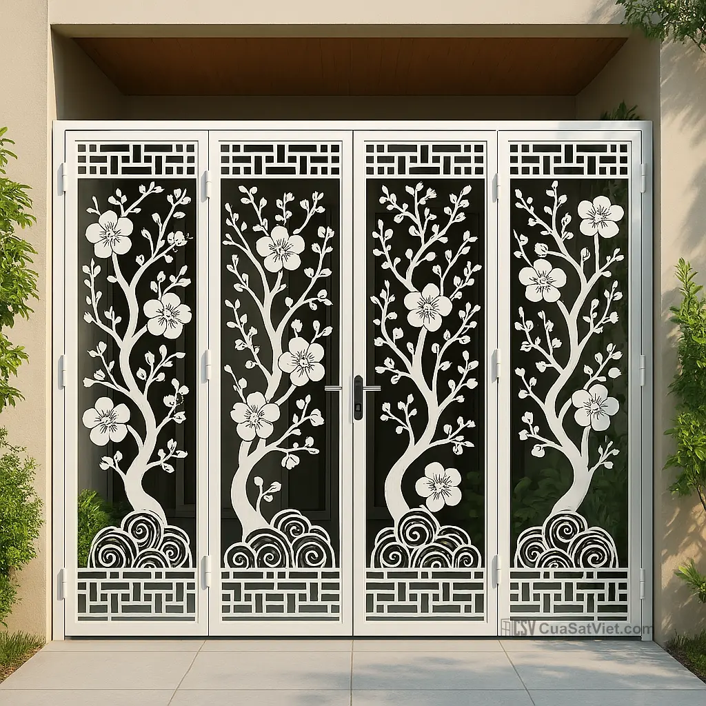 Mẫu cửa sắt 4 cánh cnc cánh mở ra là lựa chọn tối ưu cho ngôi nhà hiện đại.