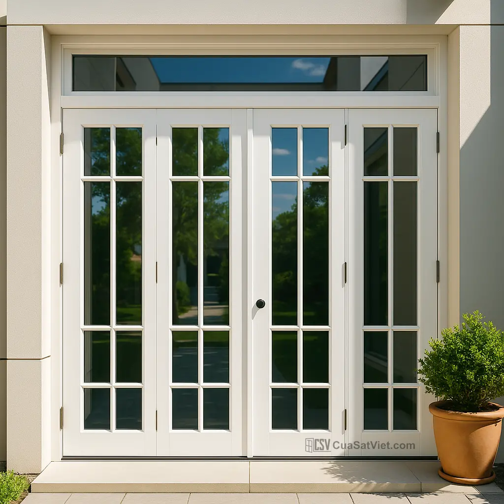 Dòng sản phẩm cửa sắt 4 cánh đẹp tích hợp khóa điện tử được ưa chuộng trong các công trình dân dụng hiện đại