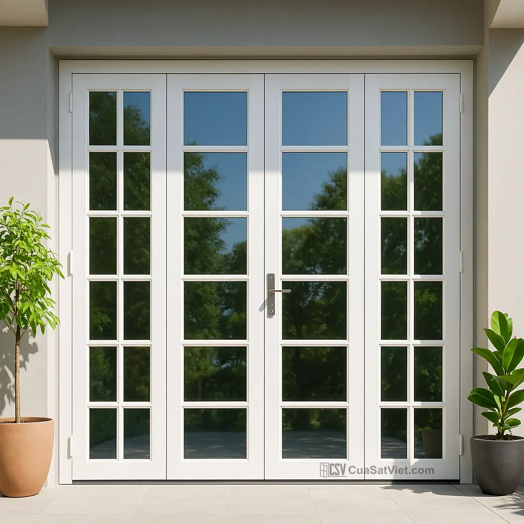 Dòng sản phẩm cửa sắt 4 cánh đẹp phù hợp nhà phố có chi tiết hoa văn tinh xảo và chắc chắn