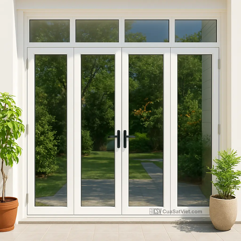 Mẫu cửa sắt 4 cánh đẹp cách âm tốt mang lại vẻ đẹp sang trọng cho mặt tiền