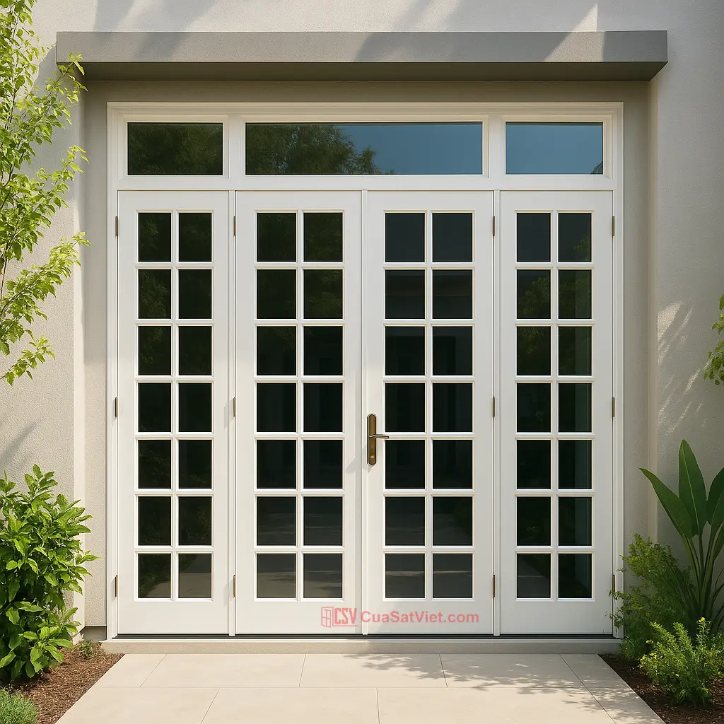 Kiểu dáng cửa sắt 4 cánh đẹp mẫu đẹp sang trọng có màu sắc trang nhã và kiểu dáng khỏe khoắn