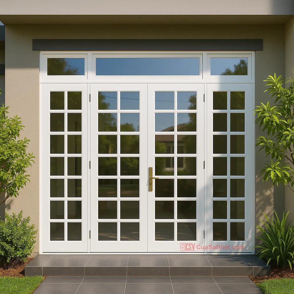 Thiết kế cửa sắt 4 cánh đẹp bền màu được ưa chuộng trong các công trình dân dụng hiện đại