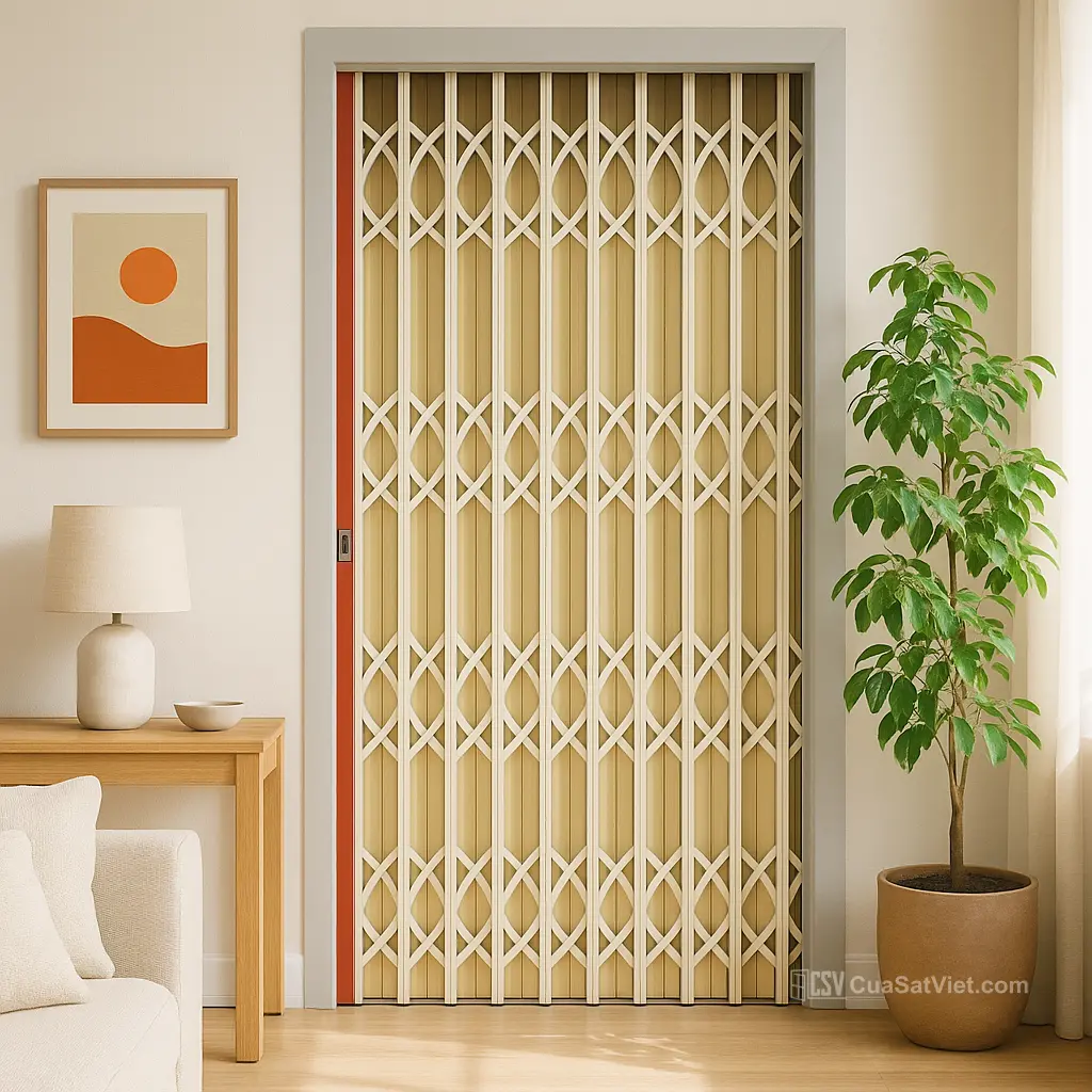 Cửa cửa sắt kéo 1 cánh thiết kế chắc chắn, phù hợp nhiều không gian
