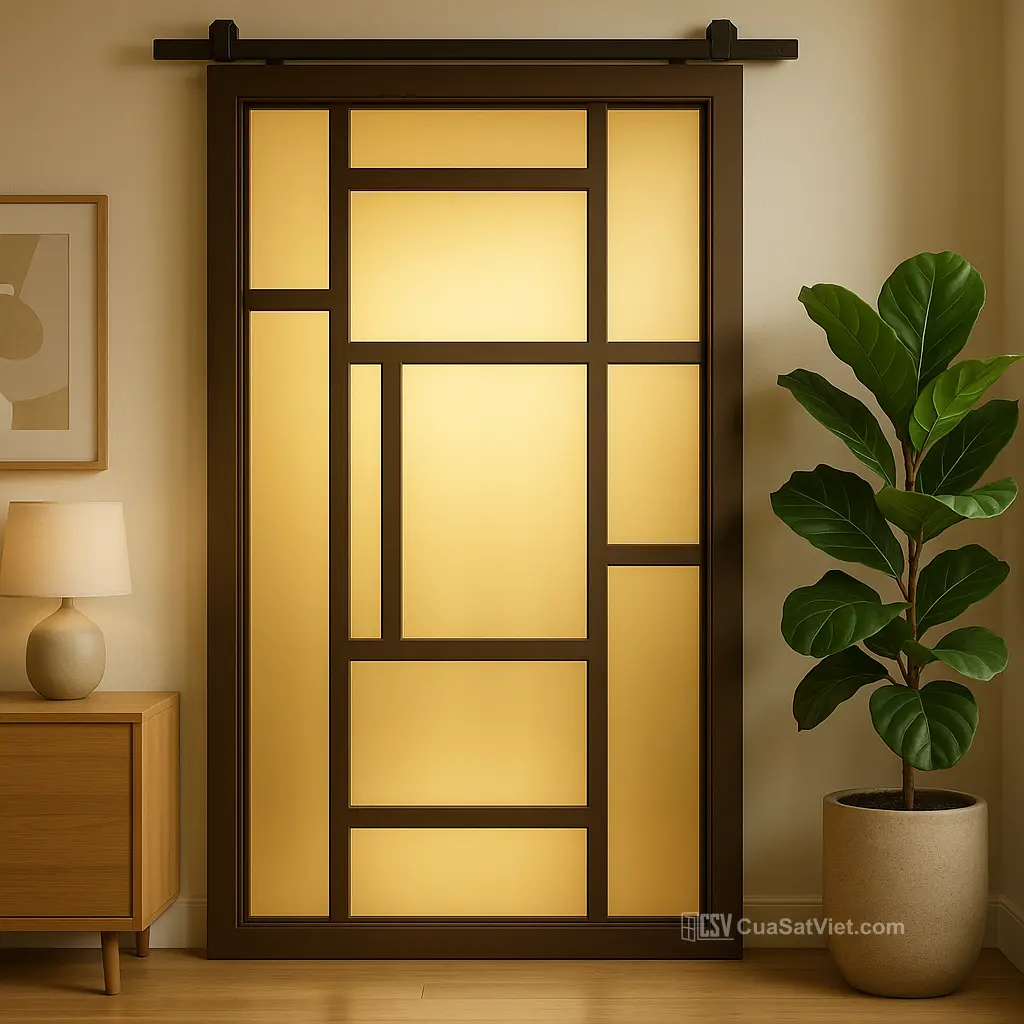 Sự kết hợp giữa thẩm mỹ và tiện ích thể hiện qua mẫu cửa sắt ray trượt nhà kho