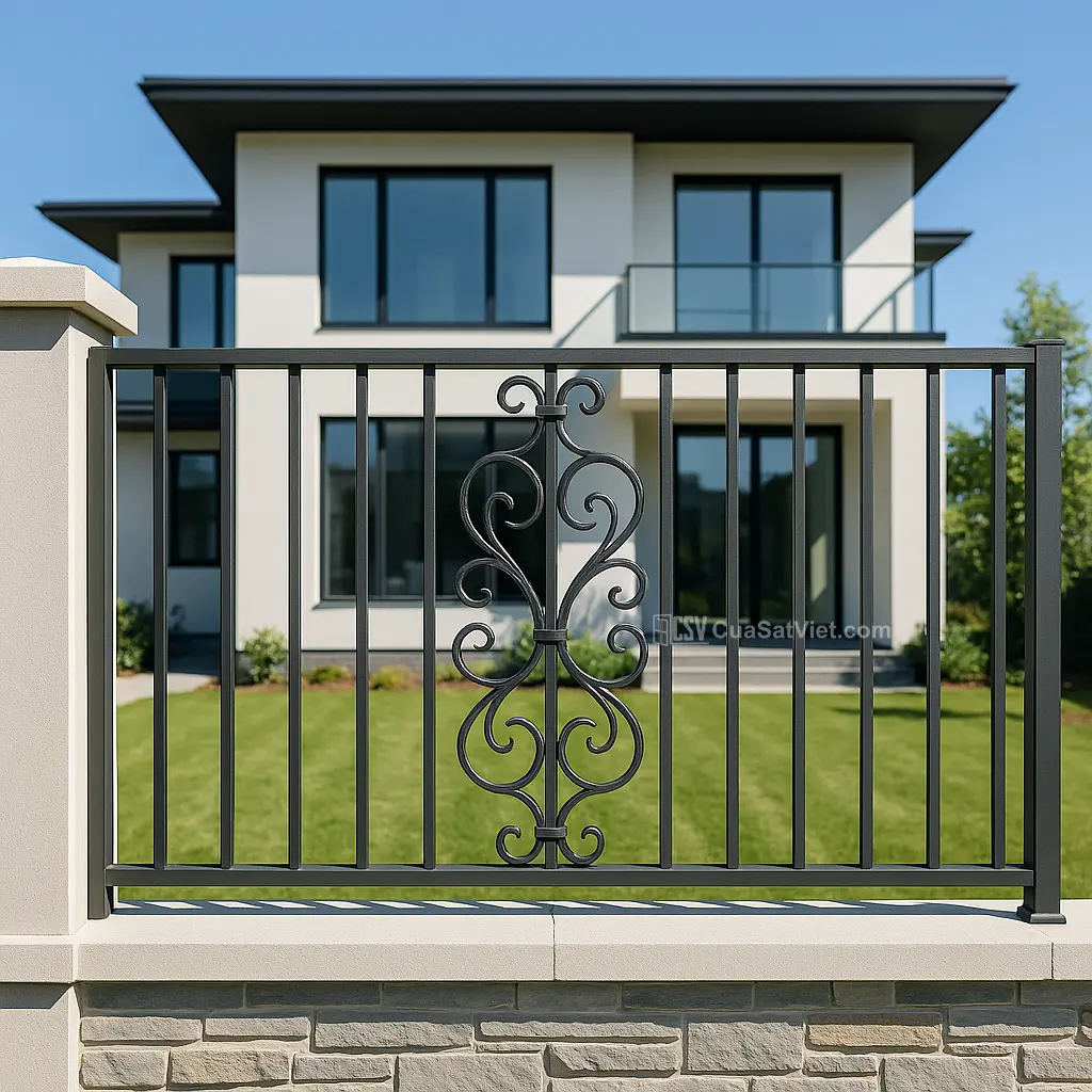 Chất liệu bền bỉ giúp hàng rào sắt đẹp inox duy trì độ bóng lâu dài.
