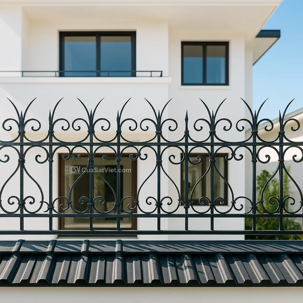 Hàng rào sắt chắn sân vườn giúp quản lý không gian hiệu quả, ngăn động vật
