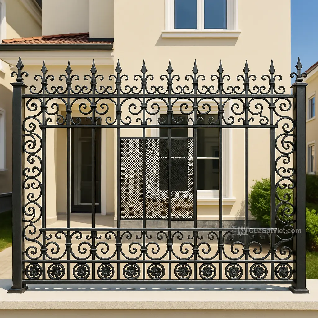 Hàng rào sắt đẹp cho biệt thự phố vừa sang trọng vừa hiện đại.