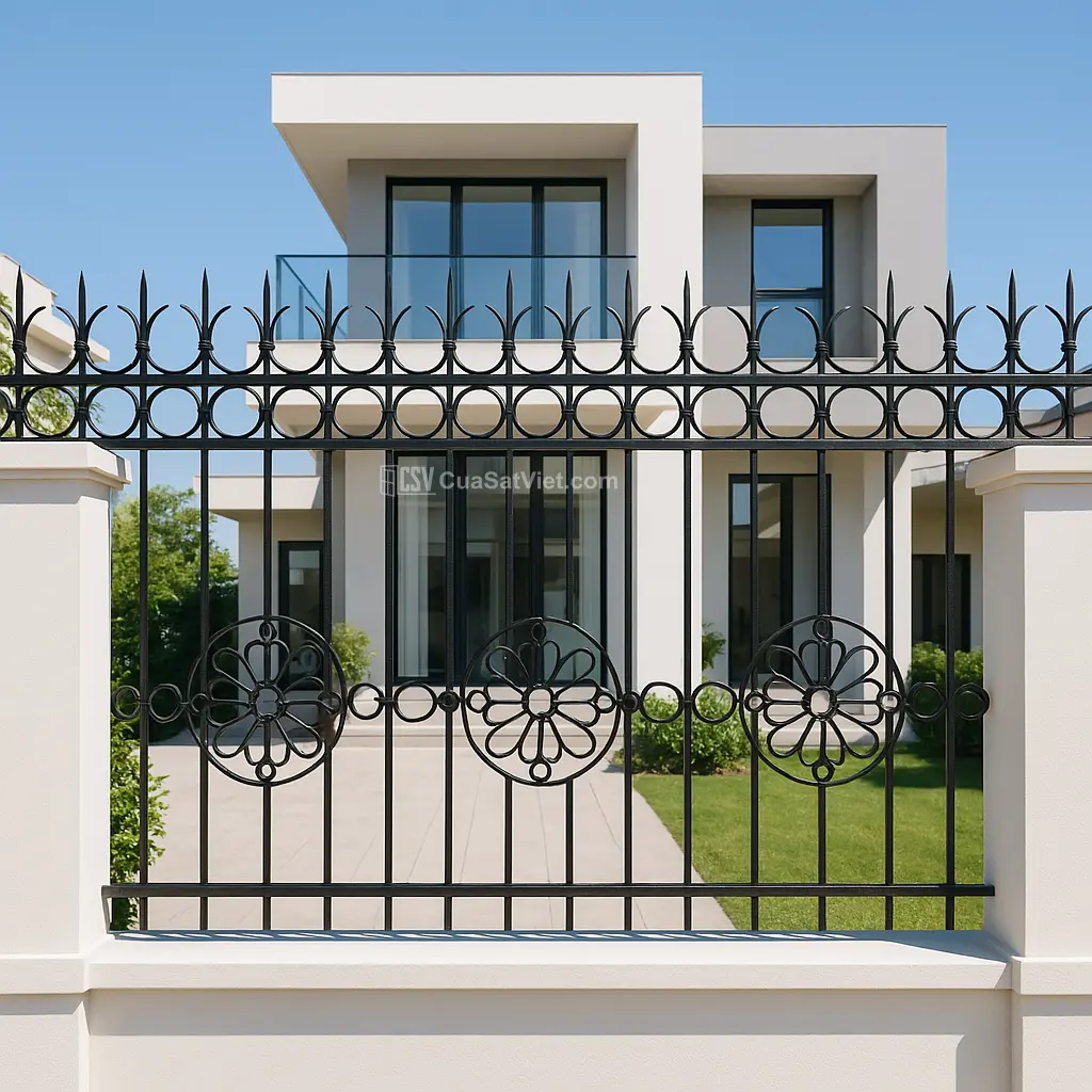 Không lo rỉ sét khi sử dụng hàng rào sắt đẹp chống gỉ cao cấp.