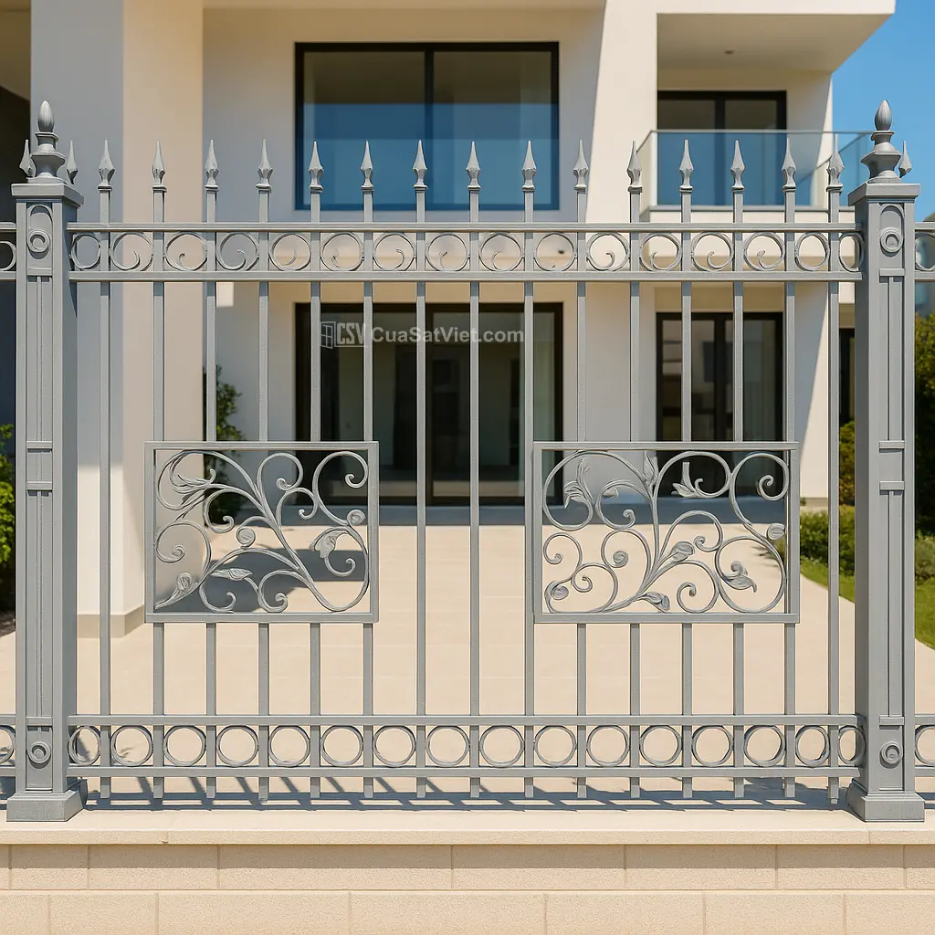 Lớp sơn bền màu giúp hàng rào sắt đẹp lâu phai dù mưa nắng thất thường.