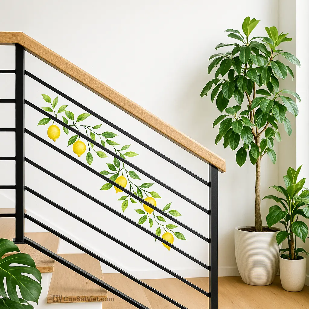 Tay vịn cầu thang sắt sơn tĩnh điện bền màu, chống bong tróc nhiều năm