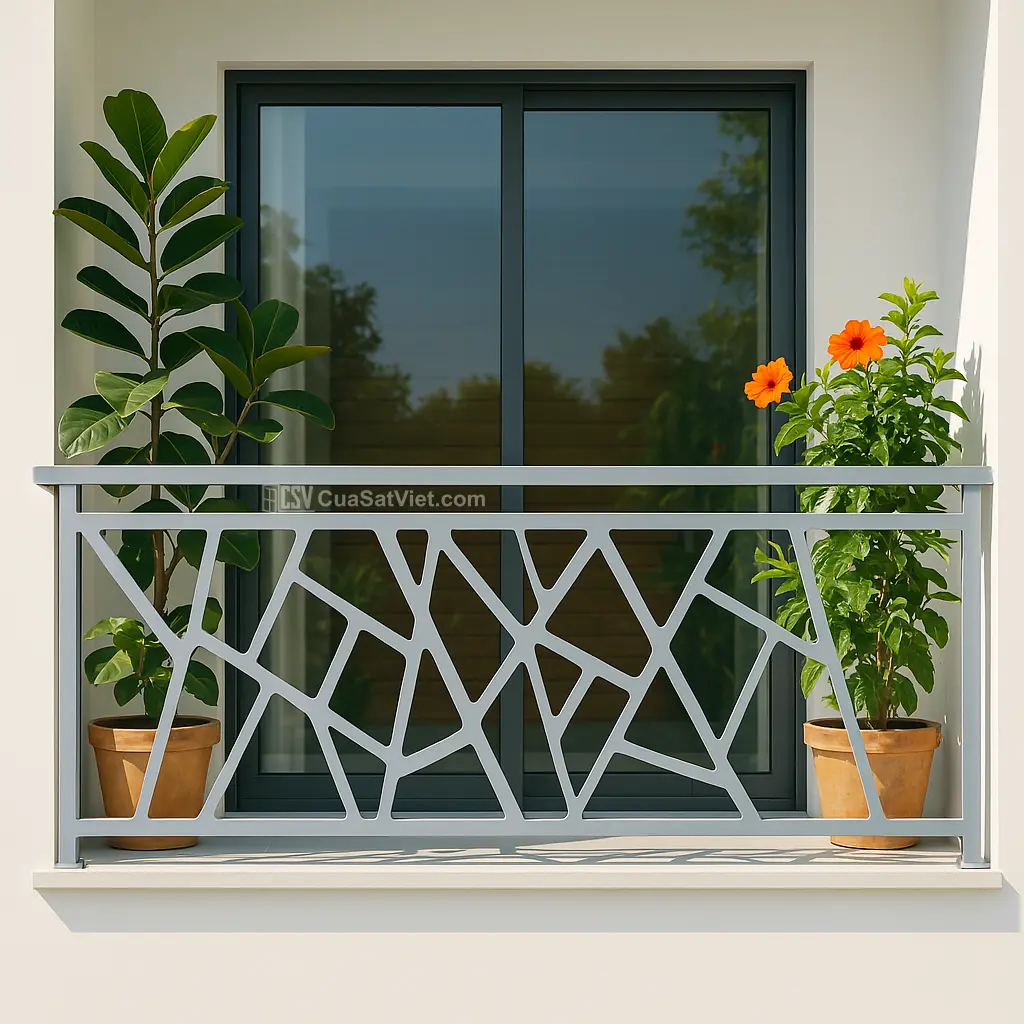 Lan can sắt ngoài trời phối vật liệu nhựa nhẹ, dễ bảo trì, bền lâu