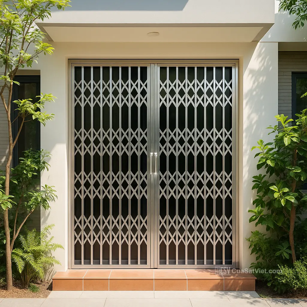 Sản phẩm mẫu cửa kéo inox bền đẹp chống trộm, đảm bảo an toàn