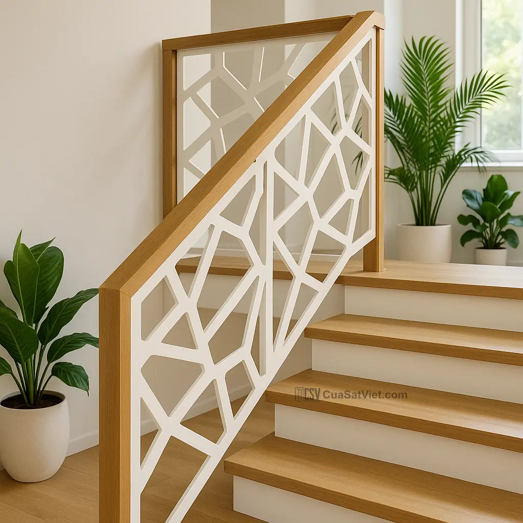 Dạng hộp giúp lan can sắt cầu thang trở nên chắc chắn hơn.