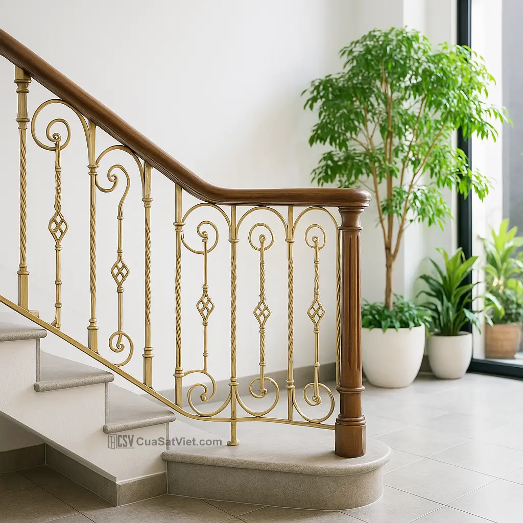 Tầng 3 có thể lắp lan can sắt cầu thang nhẹ và đơn giản hơn.