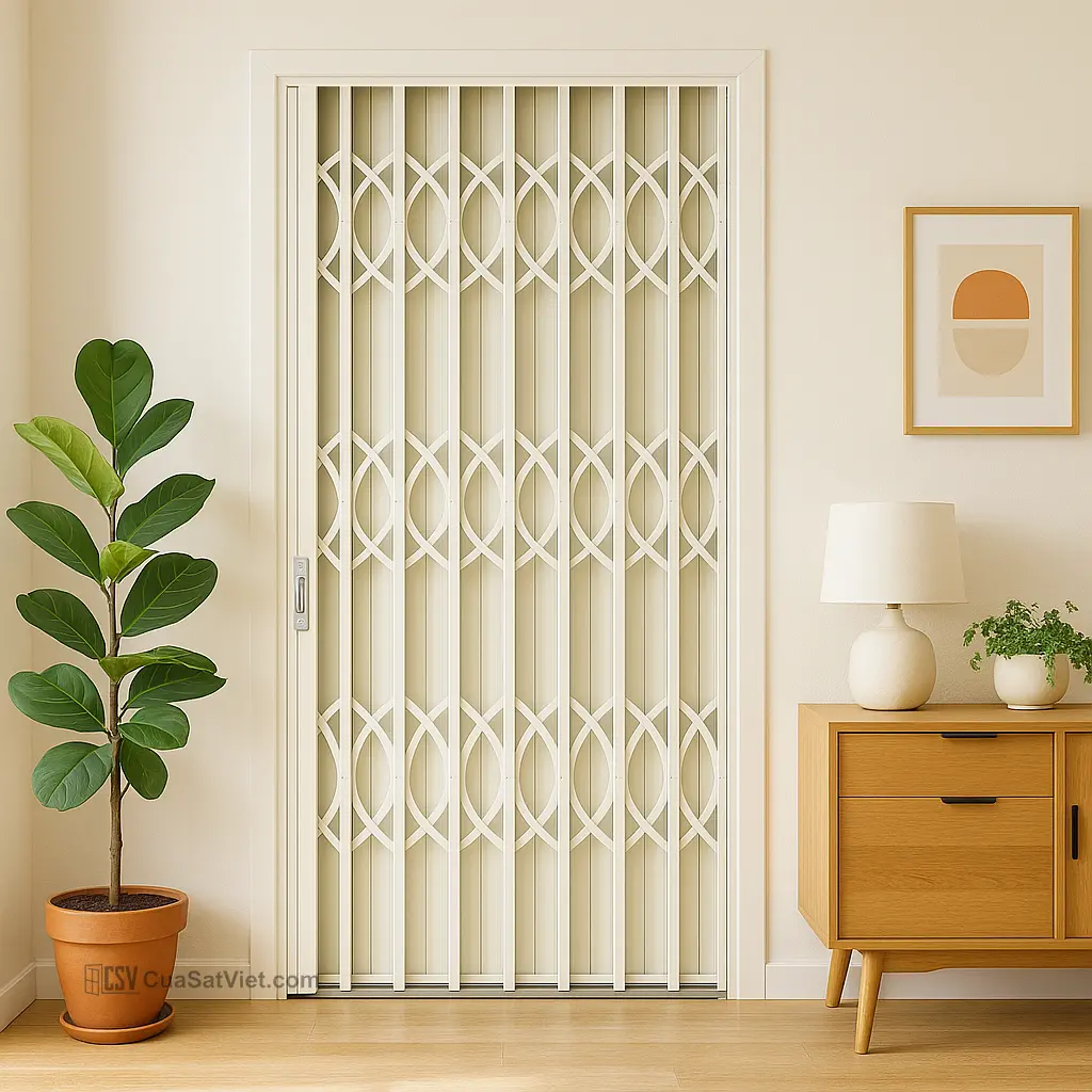 Mẫu thiết kế cửa kéo sắt 1 cánh đơn giản phù hợp phong cách tối giản