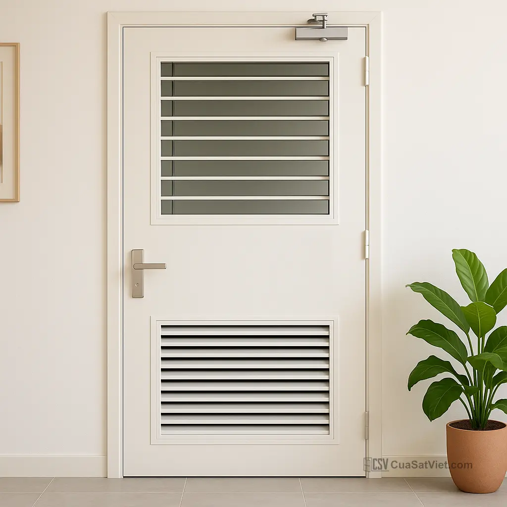 Thiết kế cửa chớp sắt mở quay mang lại hiệu quả cao trong bảo vệ và trang trí ngôi nhà.