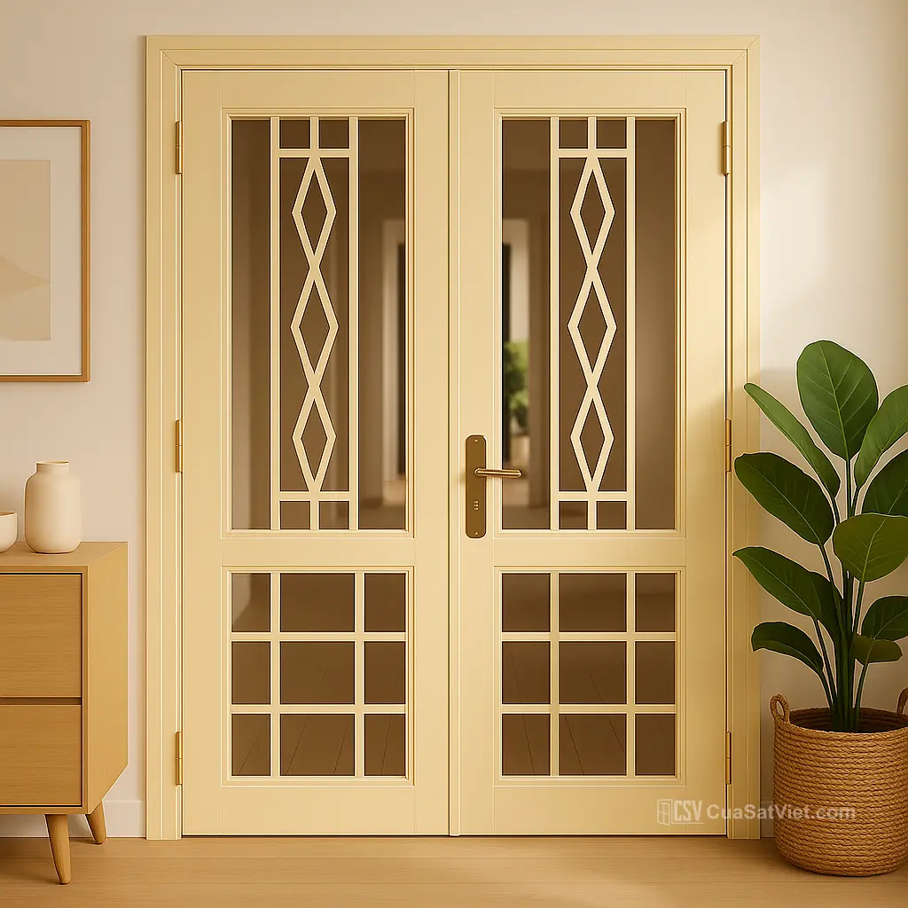 Cửa sắt chung cư mặt gương tăng cảm giác rộng rãi, sang trọng cho không gian